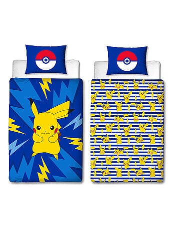 Parure da Letto Bambino Pokémon, Microfibra Oeko-Tex, Stampa Reversibile, Letto Singolo, ELETTRICO