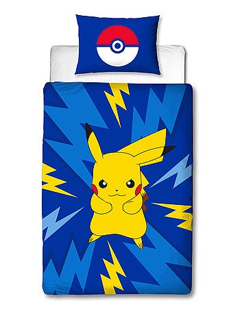 Parure da Letto Bambino Pokémon, Microfibra Oeko-Tex, Stampa Reversibile, Letto Singolo, ELETTRICO