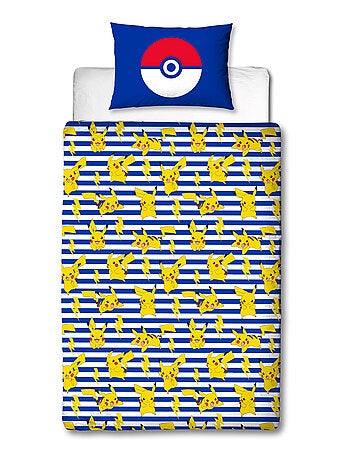 Parure da Letto Bambino Pokémon, Microfibra Oeko-Tex, Stampa Reversibile, Letto Singolo, ELETTRICO