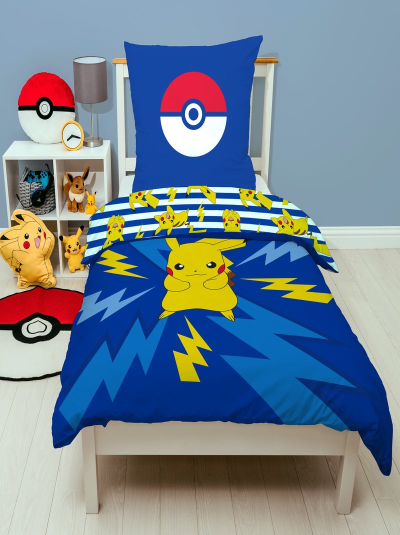 Parure da Letto Bambino Pokémon, Microfibra Oeko-Tex, Stampa Reversibile, Letto Singolo, ELETTRICO Blu - Kiabi