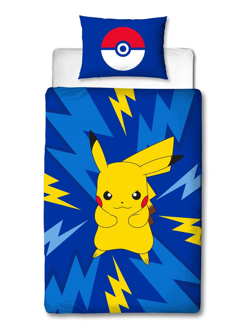 Parure da Letto Bambino Pokémon, Microfibra Oeko-Tex, Stampa Reversibile, Letto Singolo, ELETTRICO Blu - Kiabi