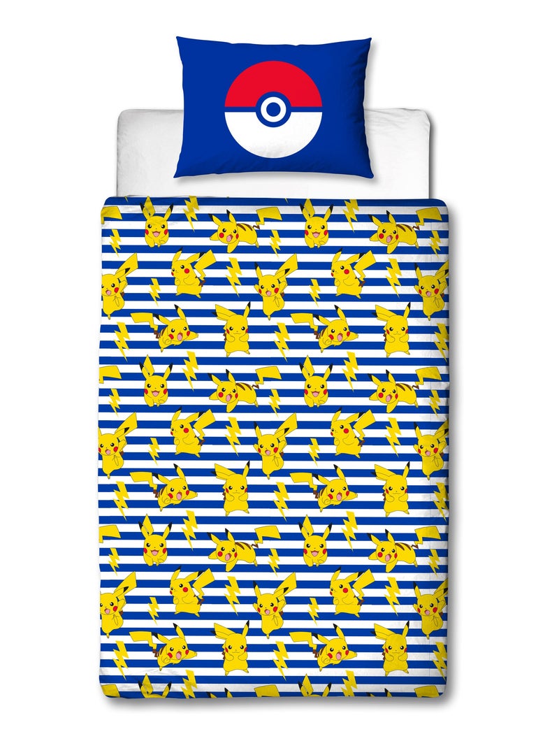 Parure da Letto Bambino Pokémon, Microfibra Oeko-Tex, Stampa Reversibile, Letto Singolo, ELETTRICO Blu - Kiabi
