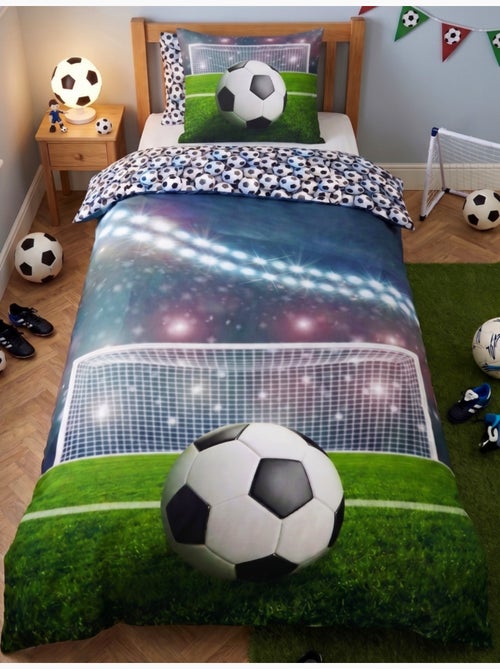 Parure da Letto Calcio Bambino, 100% Cotone Oeko‑Tex, Letto 1 piazza, STADIO - Kiabi