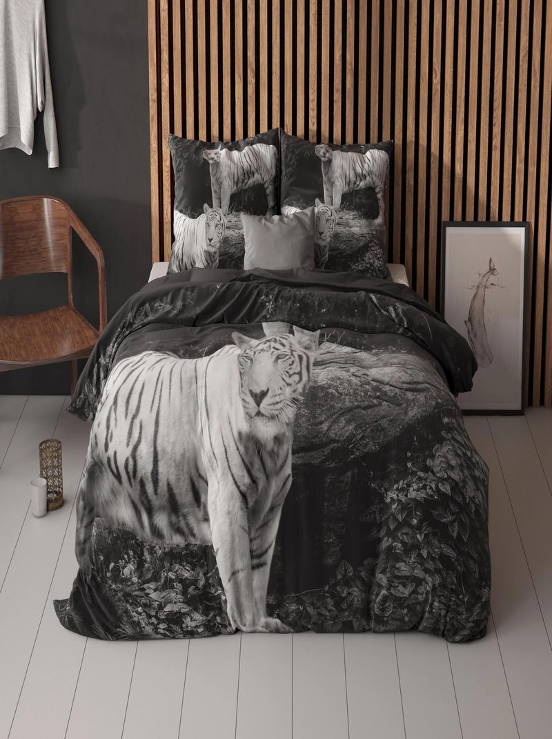 Parure da Letto Cotone Tigre Bianco Nero - Kiabi