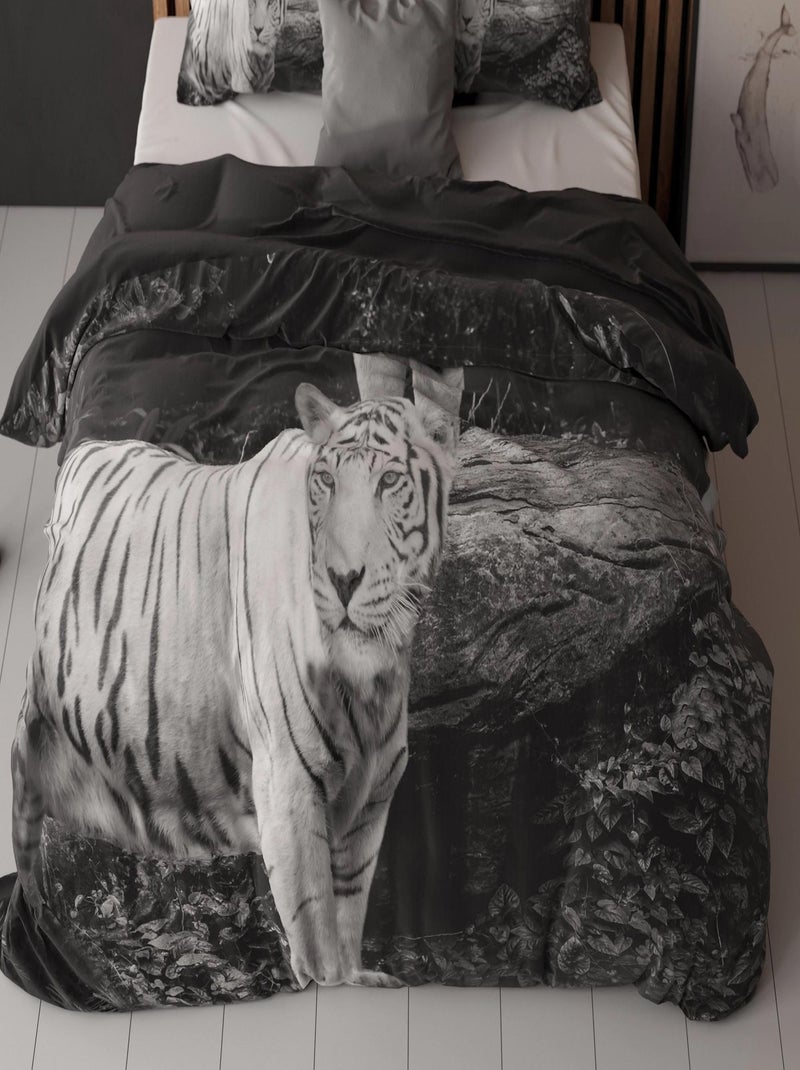 Parure da Letto Cotone Tigre Bianco Nero - Kiabi