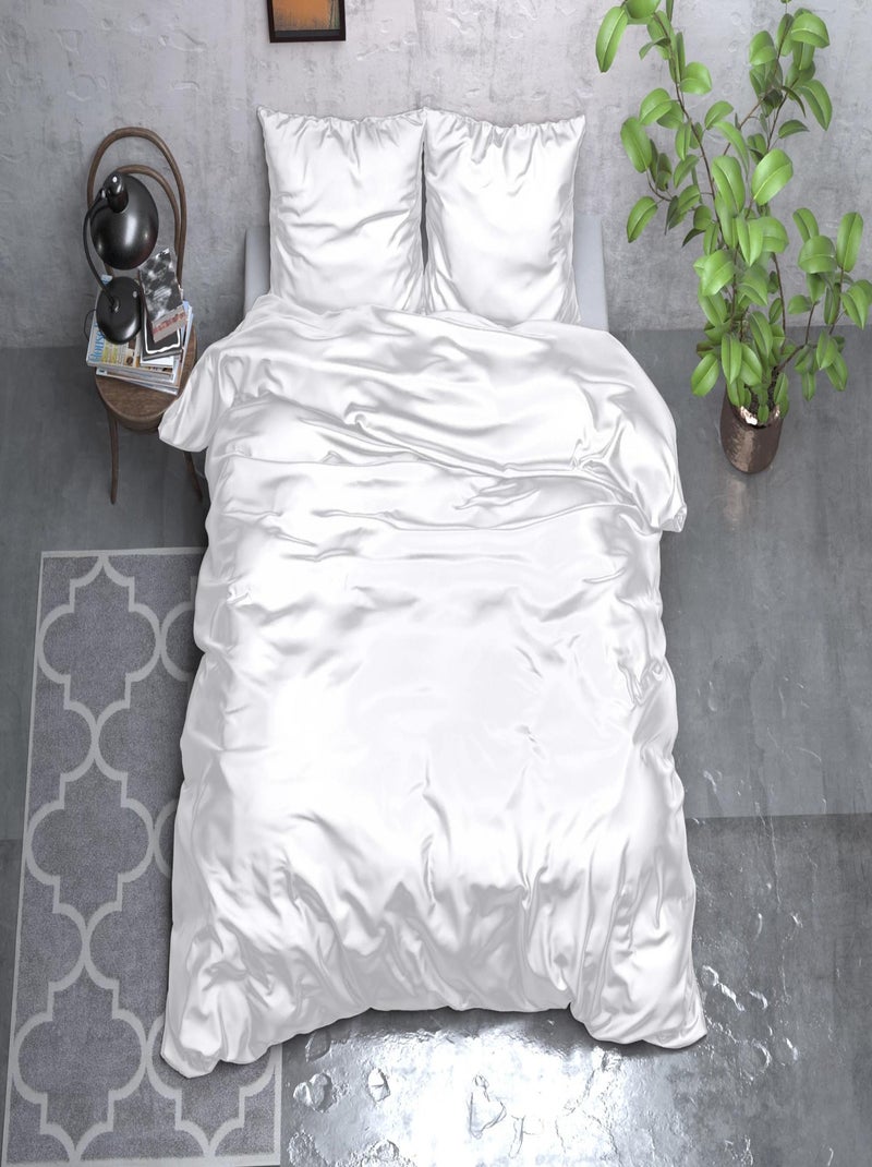 Parure da Letto in Raso Bianco Bianco - Kiabi