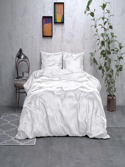 Parure da Letto in Raso Bianco - Kiabi Parure da Letto in Raso Bianco - Kiabi
