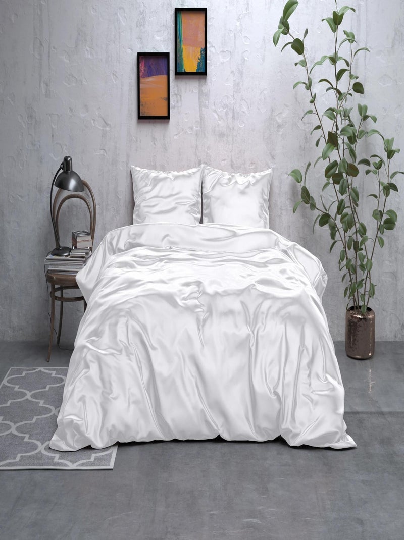 Parure da Letto in Raso Bianco Bianco - Kiabi