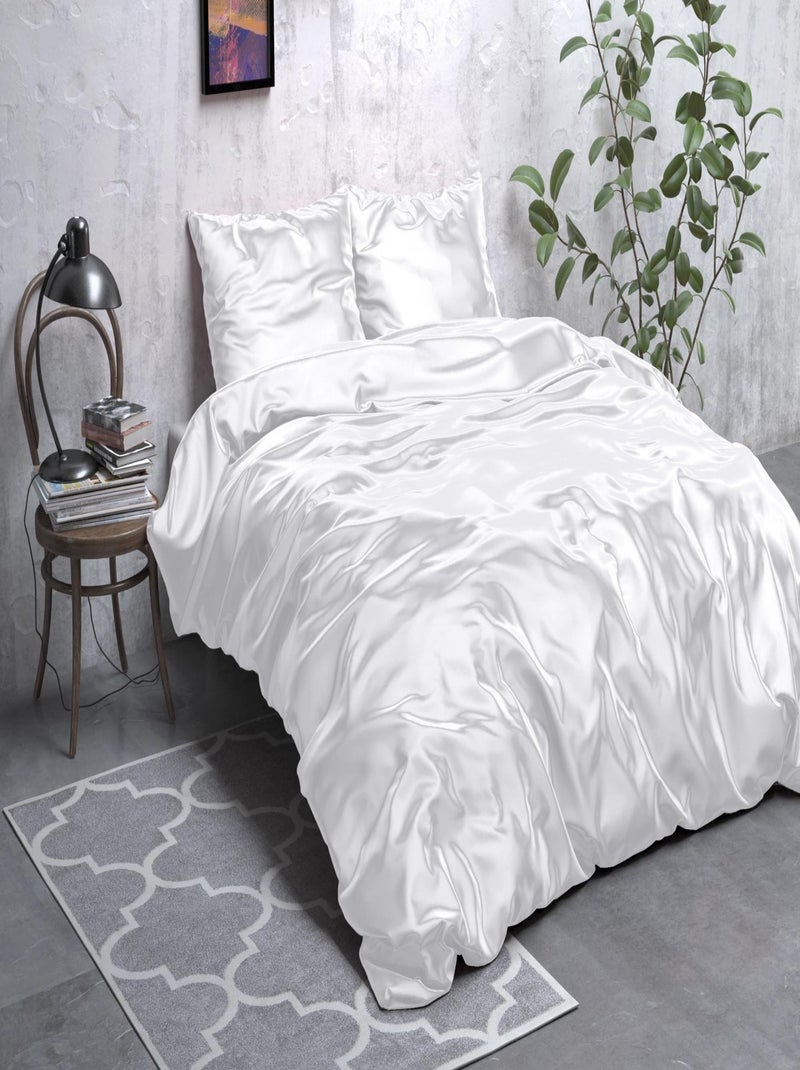 Parure da Letto in Raso Bianco Bianco - Kiabi