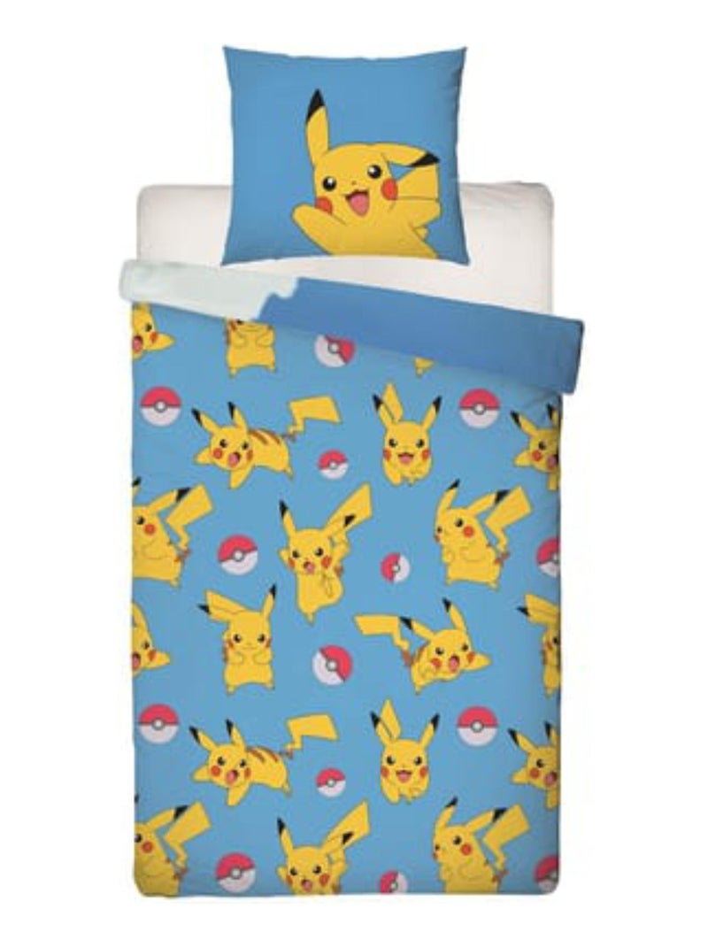 Parure da letto per bambini Pokémon Pikachu e Starter Blu - Kiabi