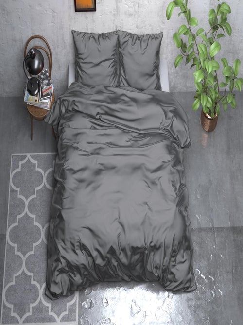 Parure da Letto Satin Grigio Antracite - Kiabi Parure da Letto Satin Grigio Antracite - Kiabi