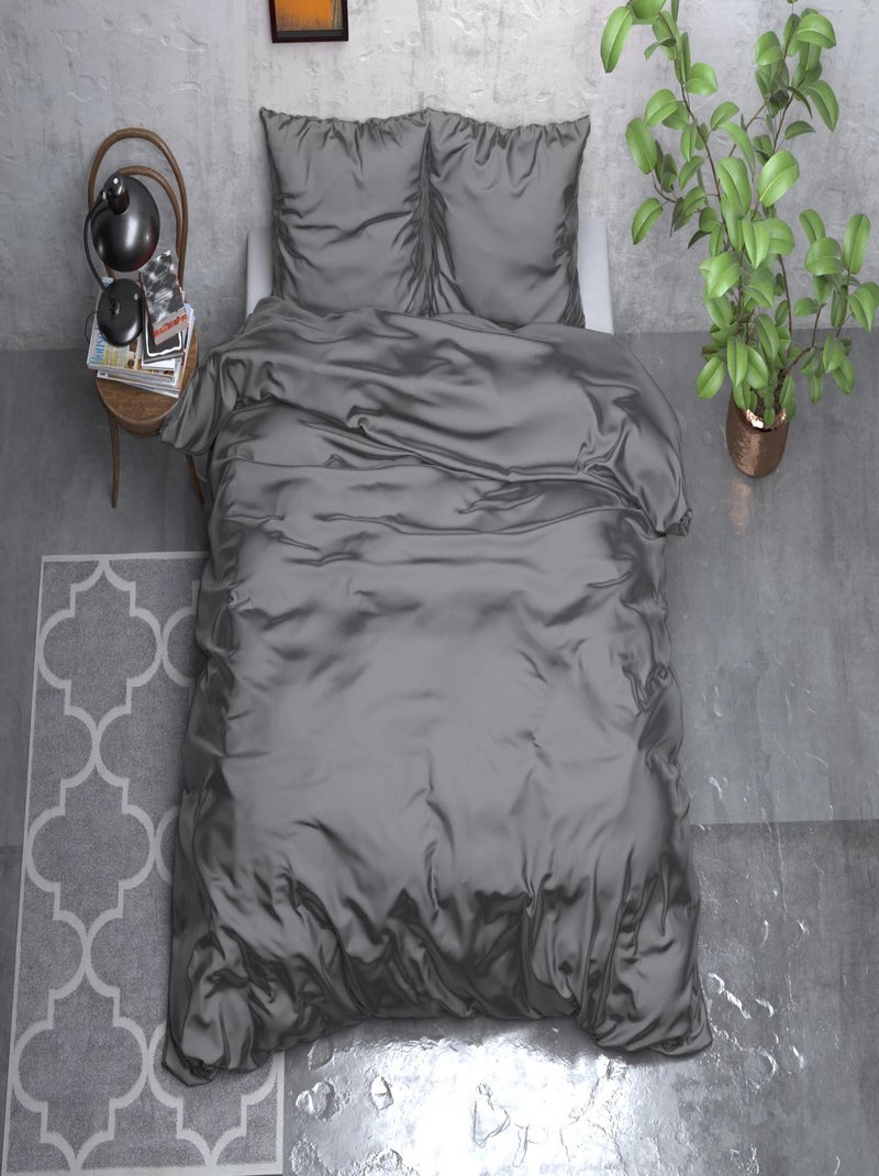 Parure da Letto Satin Grigio Antracite Grigio - Kiabi
