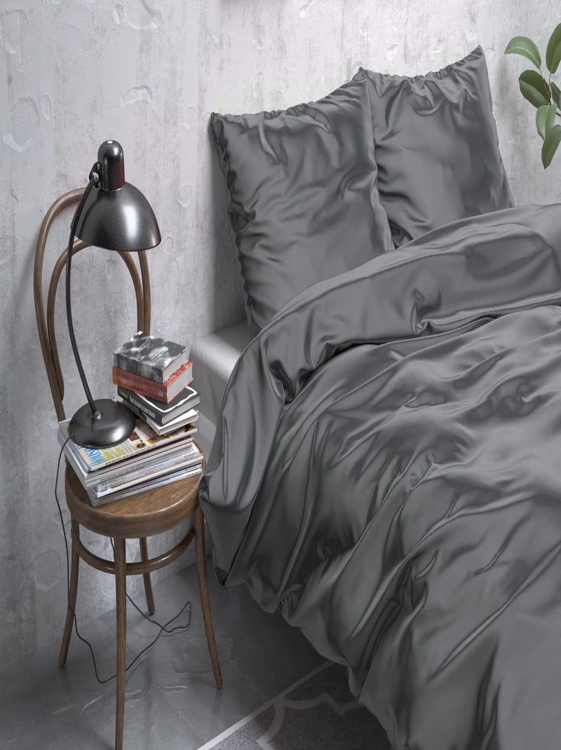 Parure da Letto Satin Grigio Antracite Grigio - Kiabi