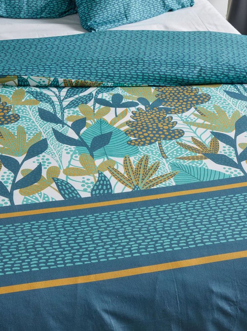 Parure da letto stampata con foglie reversibile - 2 persone Blu - Kiabi