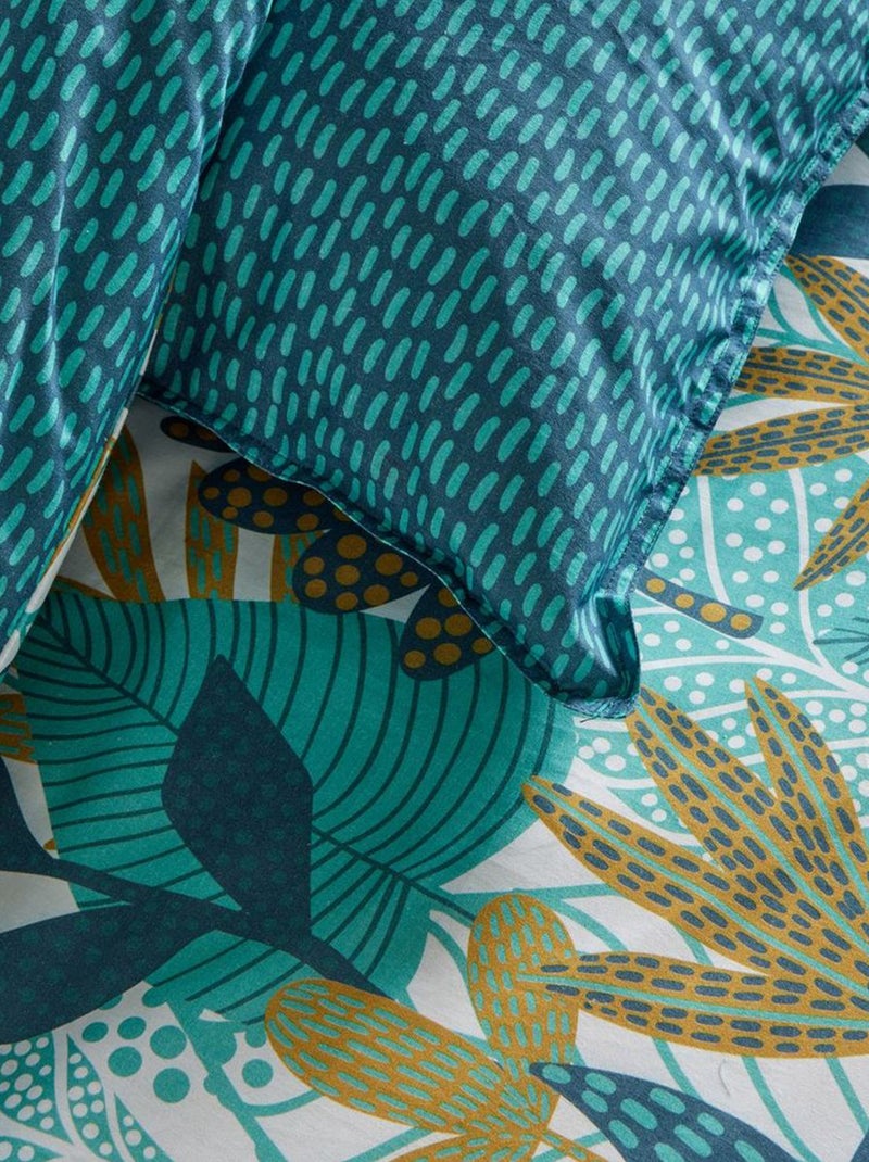 Parure da letto stampata con foglie reversibile - 2 persone Blu - Kiabi