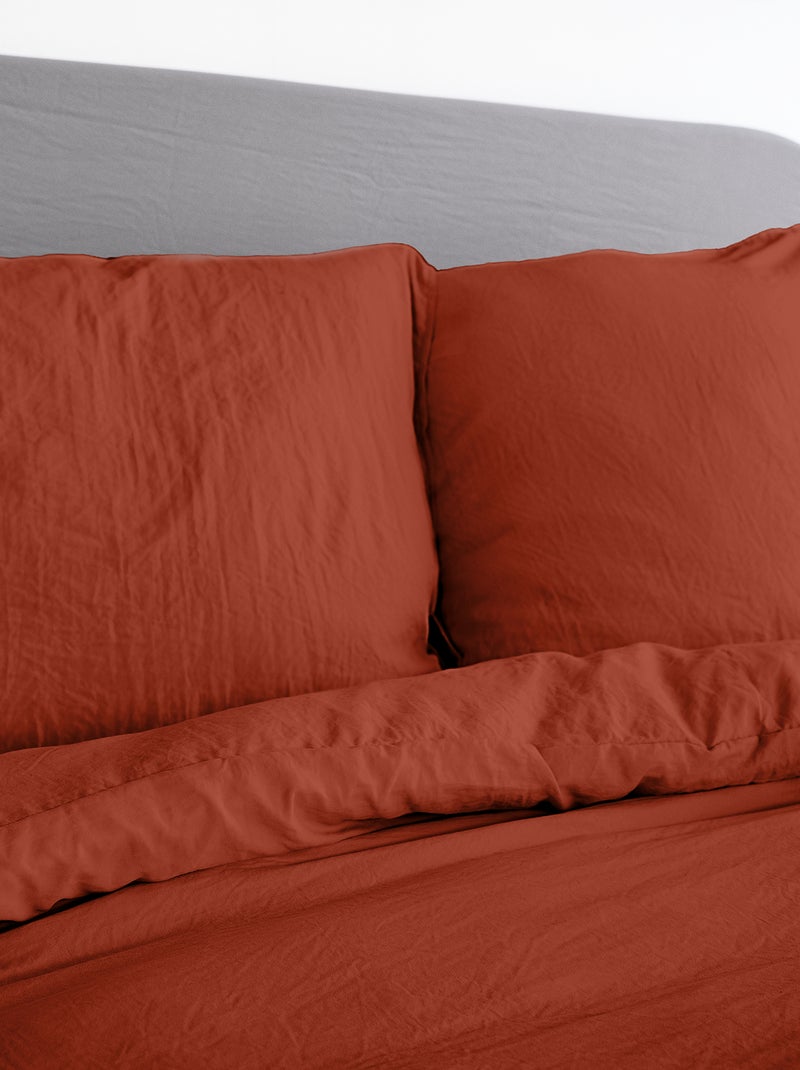 Parure da letto tinta unita ultra morbida - 1 o 2 persone ROSSO - Kiabi