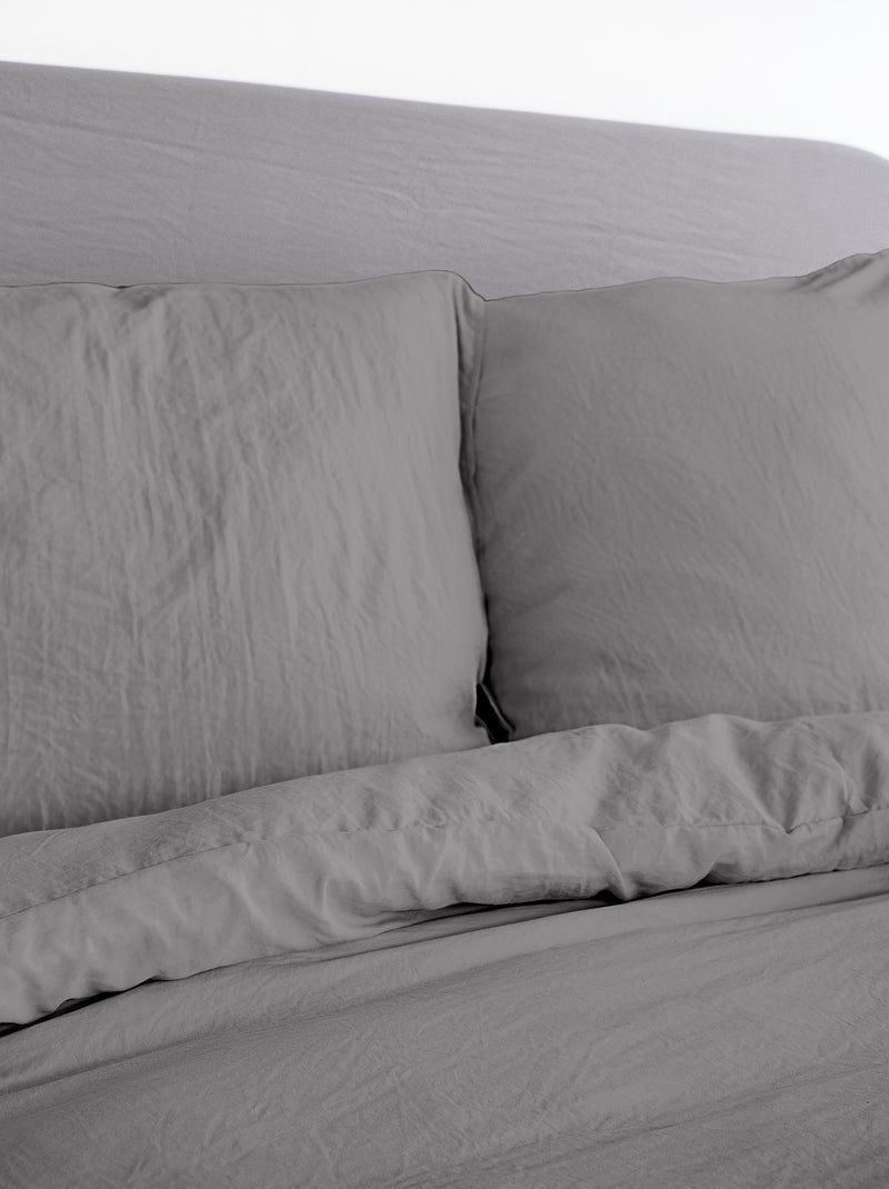 Parure da letto tinta unita ultra soffice - 1 o 2 persone GRIGIO - Kiabi