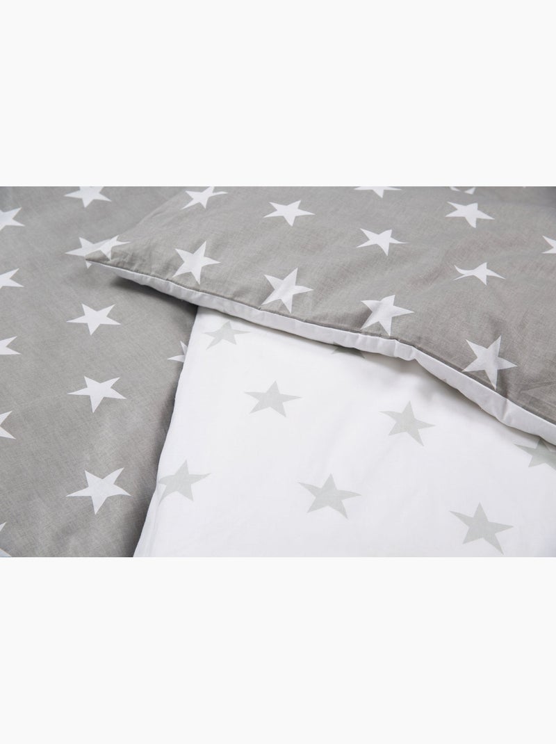 Parure letto bambino reversibile – copripiumino + federa in cotone "Roba Little Stars" Grigio bianco - Kiabi