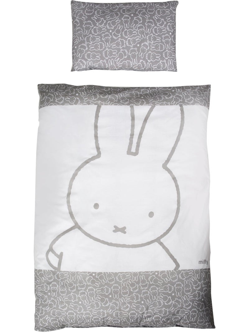 Parure letto bebè reversibile – copripiumino + federa in cotone "Roba Miffy" Grigio bianco - Kiabi