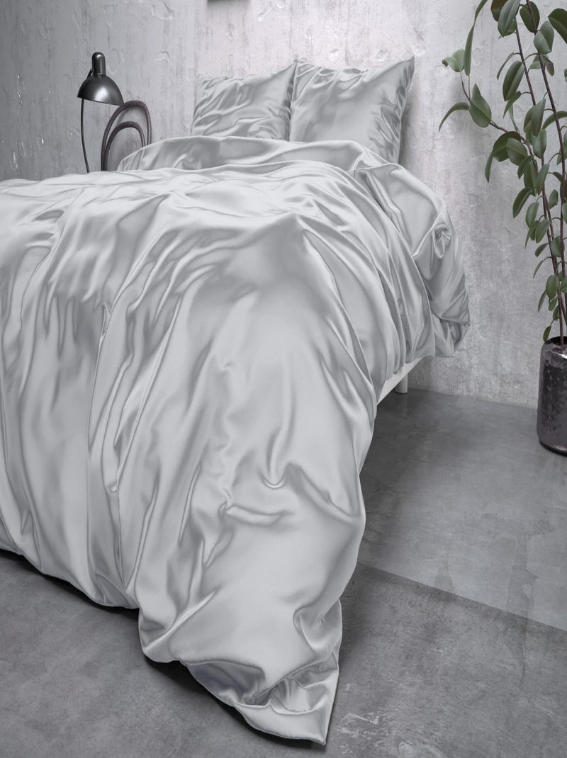Parure letto in raso grigio argento Grigio - Kiabi