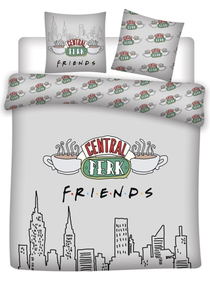 Parure Letto Matrimoniale Friends, Tessuto Oeko?Tex, Stampata Reversibile, Letto 2 posti, NEW?YORK Grigio grigio - Kiabi