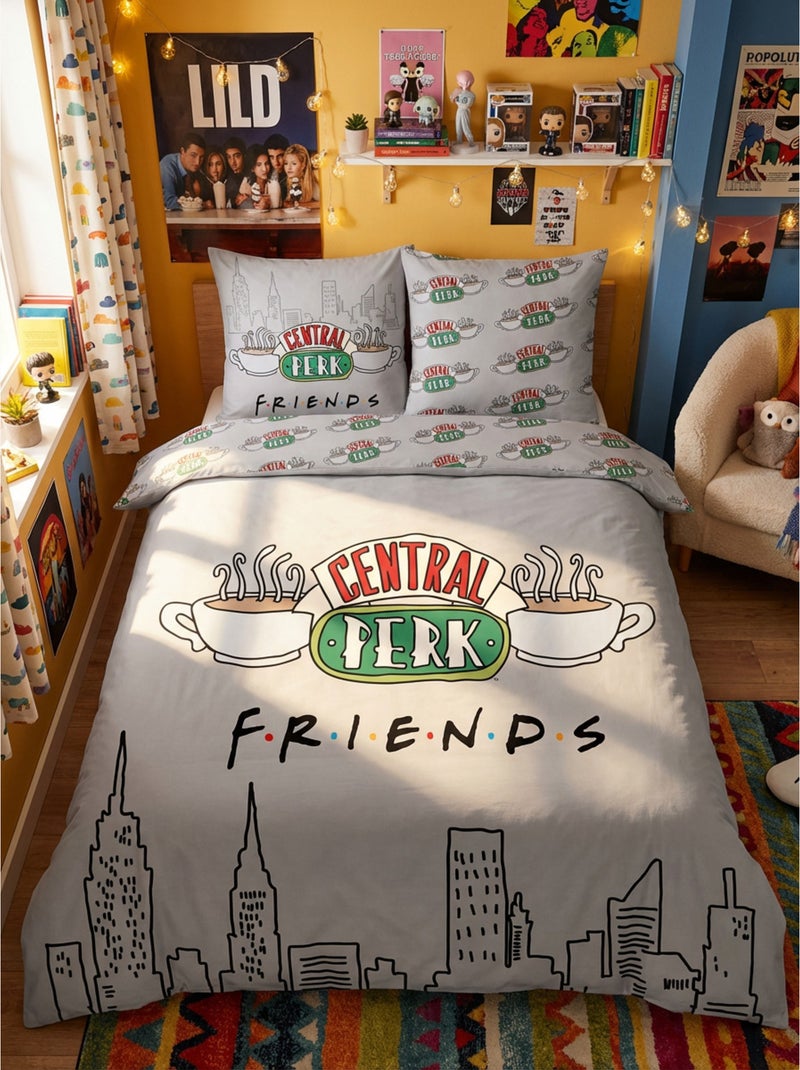 Parure Letto Matrimoniale Friends, Tessuto Oeko?Tex, Stampata Reversibile, Letto 2 posti, NEW?YORK Nero Nero - Kiabi