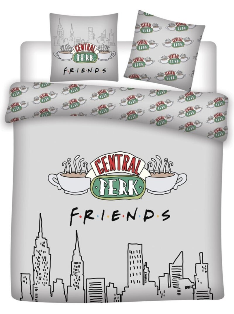 Parure Letto Matrimoniale Friends, Tessuto Oeko?Tex, Stampata Reversibile, Letto 2 posti, NEW?YORK Nero Nero - Kiabi