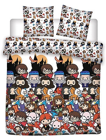Parure Letto Matrimoniale Harry Potter Stampata Reversibile, 2 posti, CHIBI