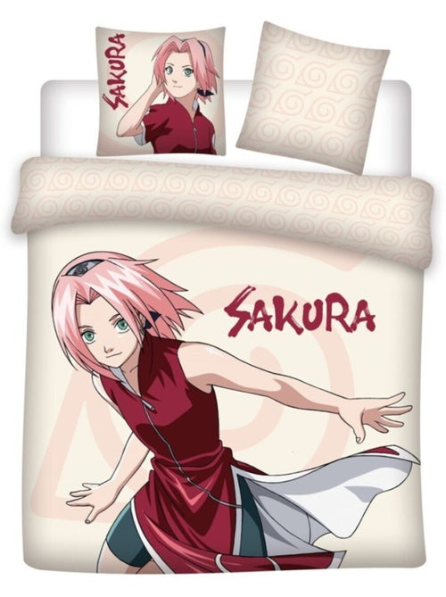 Parure Letto Matrimoniale Naruto Sakura 240x220 cm + 2 Federe 65x65 cm Cotone-Poliestere Reversibile - Kiabi