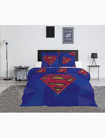 Parure Letto Matrimoniale Superman DC Comics 240x220 cm + 2 Federe 65x65 cm Cotone-Poliestere Revers