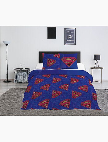 Parure Letto Matrimoniale Superman DC Comics 240x220 cm + 2 Federe 65x65 cm Cotone-Poliestere Revers