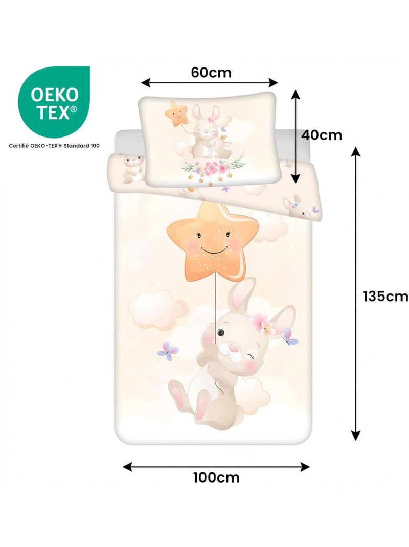 Parure letto neonato Miss Bunny con nuvola reversibile – 100% cotone Beige - Kiabi