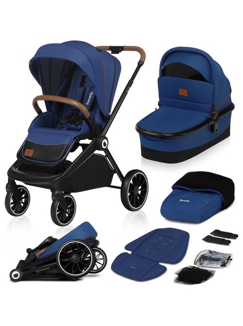 Passeggino 2 in 1 - LIONELO Mika - Include navicella e accessori - Ruote grandi - Blu - Kiabi
