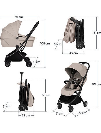 Passeggino 2 in 1 LIONELO Sia - Ultraleggero - Kit compatto - Navicella - Copertura antipioggia