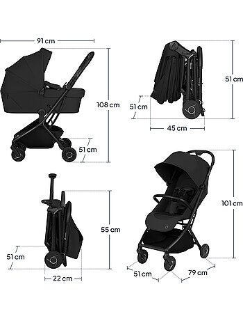 Passeggino 2 in 1 LIONELO Sia - Ultraleggero - Kit compatto - Navicella - Copertura antipioggia