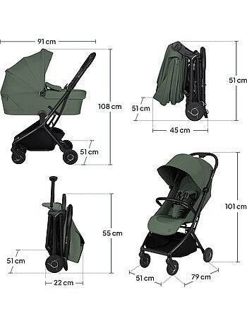 Passeggino 2 in 1 LIONELO Sia - Ultraleggero - Kit compatto - Navicella - Copertura antipioggia