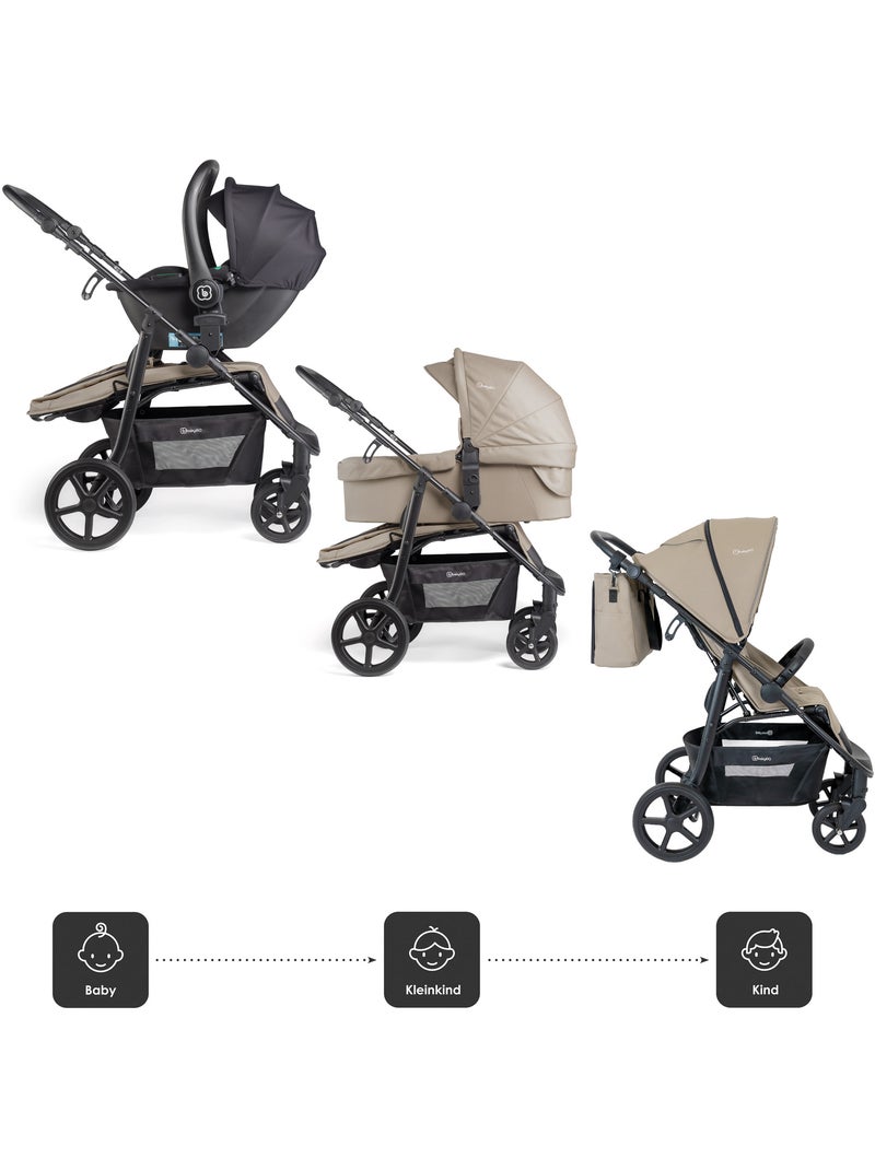 Passeggino 3 in 1 con seggiolino auto, navicella e seduta sportiva Evolution – babyGO Beige - Kiabi