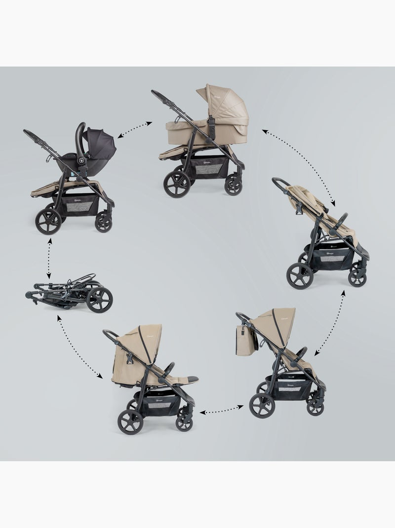 Passeggino 3 in 1 con seggiolino auto, navicella e seduta sportiva Evolution – babyGO Beige - Kiabi