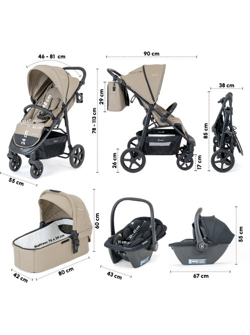Passeggino 3 in 1 con seggiolino auto, navicella e seduta sportiva Evolution – babyGO - Kiabi Passeggino 3 in 1 con seggiolino auto, navicella e seduta sportiva Evolution – babyGO - Kiabi