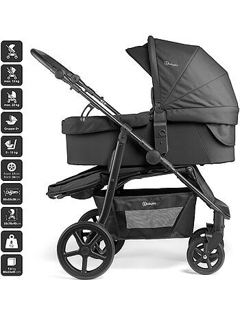 Passeggino 3 in 1 con seggiolino auto, navicella e seduta sportiva Evolution – babyGO