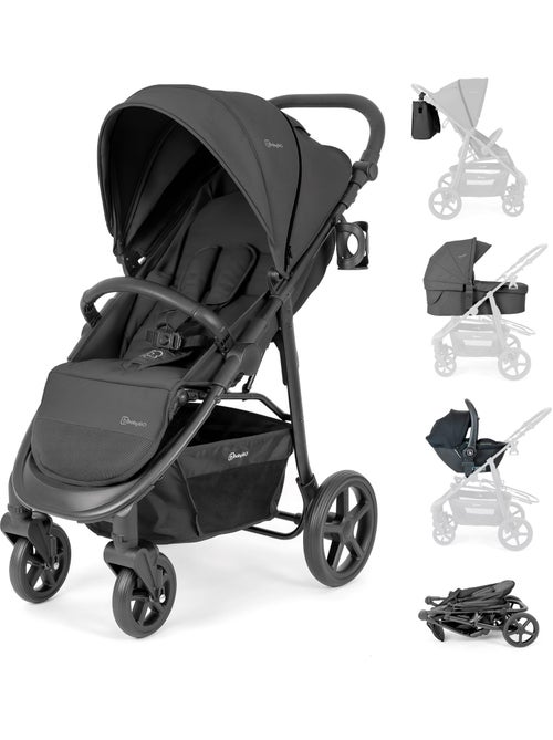Passeggino 3 in 1 con seggiolino auto, navicella e seduta sportiva Evolution Black – babyGO - Kiabi Passeggino 3 in 1 con seggiolino auto, navicella e seduta sportiva Evolution Black – babyGO - Kiabi