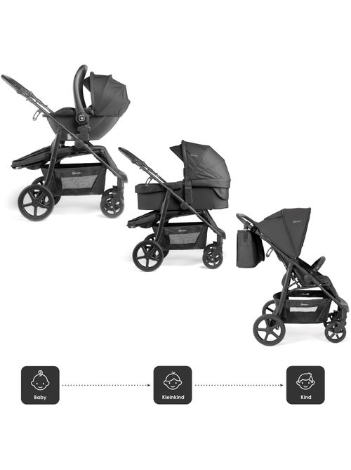 Passeggino 3 in 1 con seggiolino auto, navicella e seduta sportiva Evolution Black – babyGO - Kiabi Passeggino 3 in 1 con seggiolino auto, navicella e seduta sportiva Evolution Black – babyGO - Kiabi