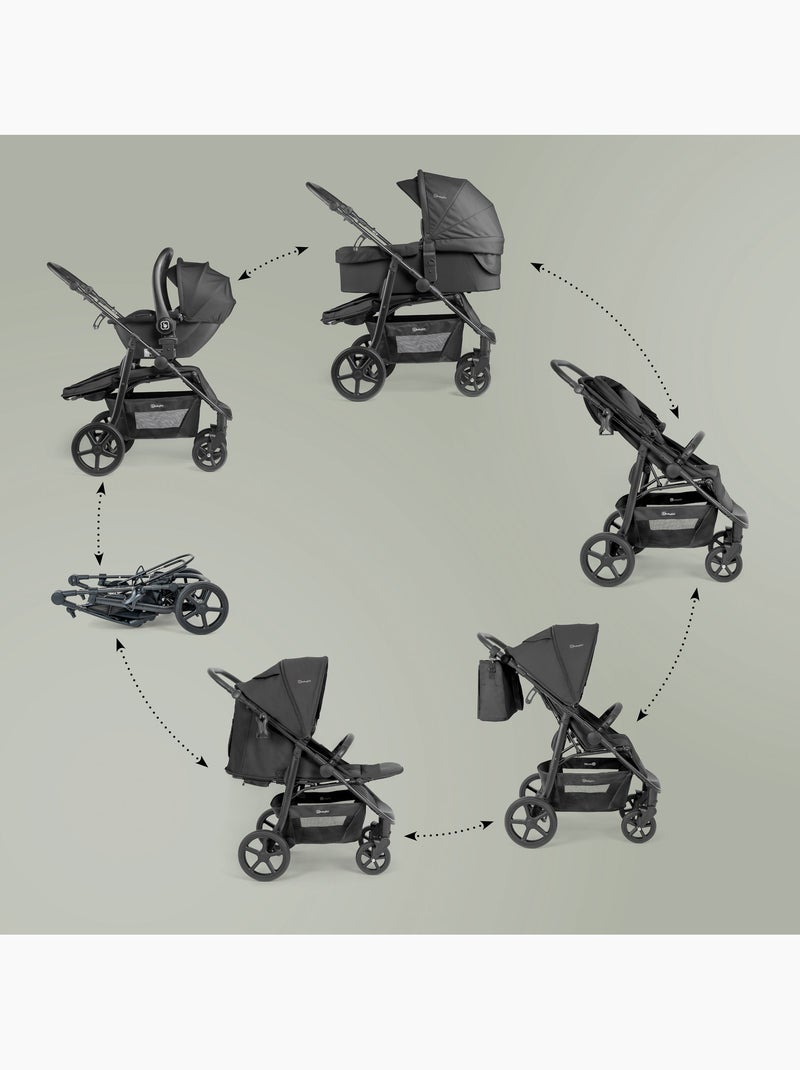 Passeggino 3 in 1 con seggiolino auto, navicella e seduta sportiva Evolution Black – babyGO Nero - Kiabi