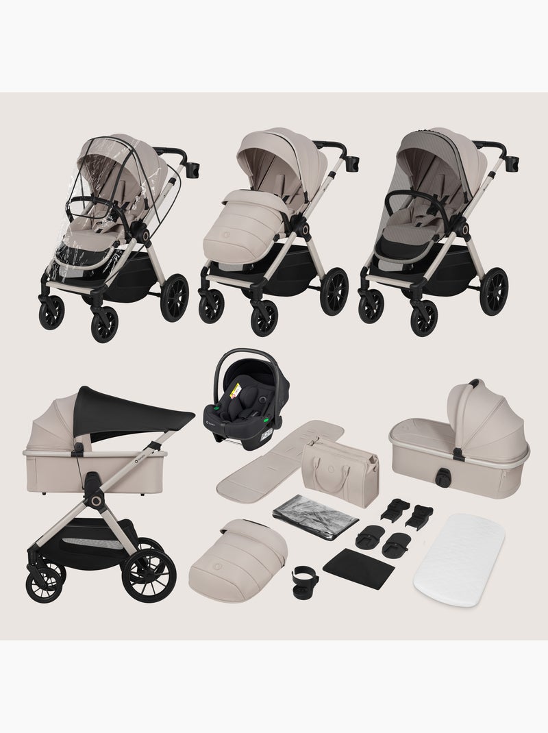 Passeggino 3in1 LIONELO Layla - Trio con Navicella, Ovetto e Accessori - Fino a 22 kg Beige - Kiabi