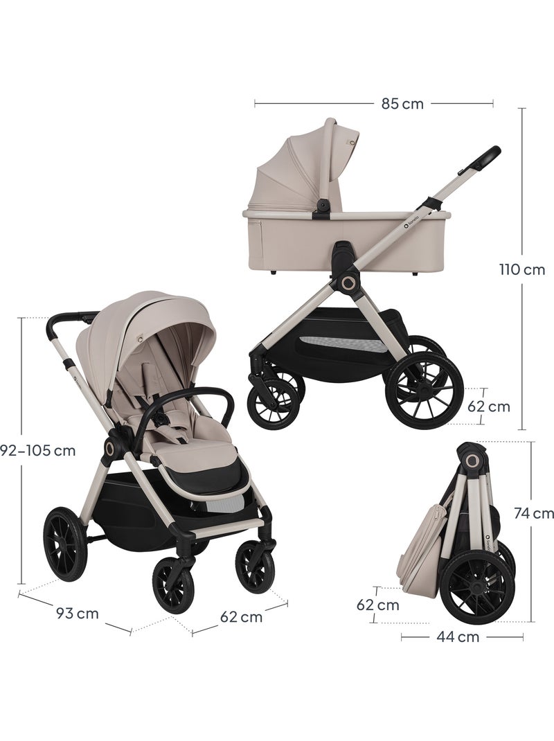 Passeggino 3in1 LIONELO Layla - Trio con Navicella, Ovetto e Accessori - Fino a 22 kg Beige - Kiabi
