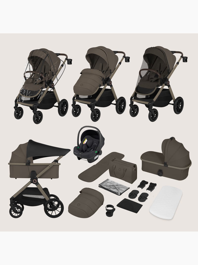 Passeggino 3in1 LIONELO Layla - Trio con Navicella, Ovetto e Accessori - Fino a 22 kg Marrone cioccolato - Kiabi