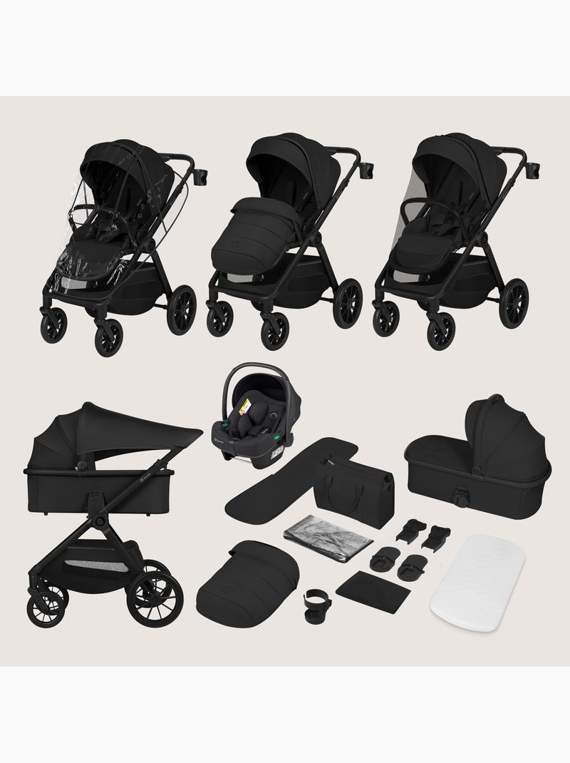 Passeggino 3in1 LIONELO Layla - Trio con Navicella, Ovetto e Accessori - Fino a 22 kg Nero - Kiabi
