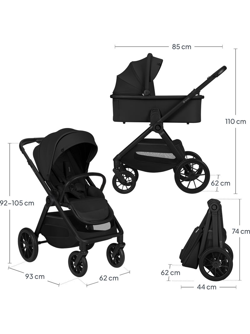 Passeggino 3in1 LIONELO Layla - Trio con Navicella, Ovetto e Accessori - Fino a 22 kg Nero - Kiabi