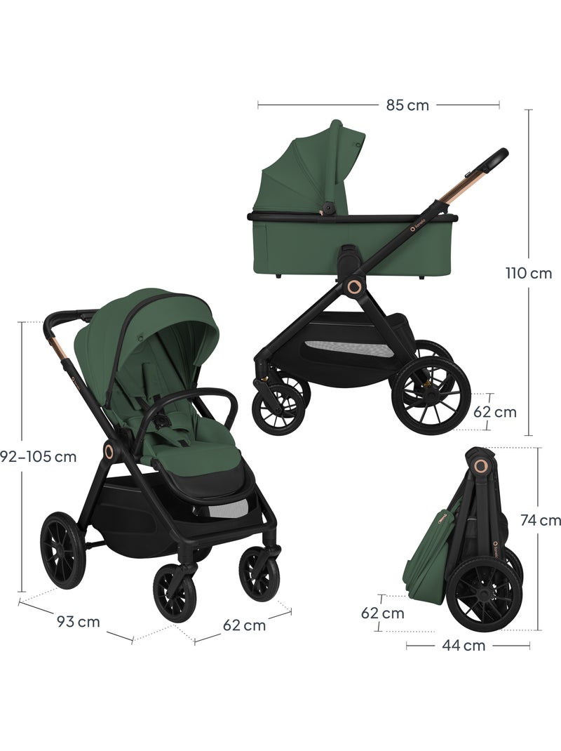 Passeggino 3in1 LIONELO Layla - Trio con Navicella, Ovetto e Accessori - Fino a 22 kg Verde - Kiabi