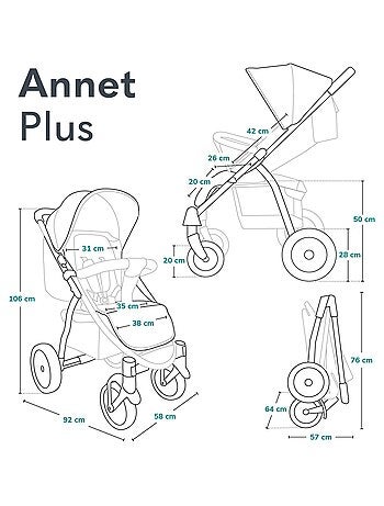 Passeggino All-Terrain LIONELO Annet Plus - Fino a 22 kg - Ruote grandi - Accessori